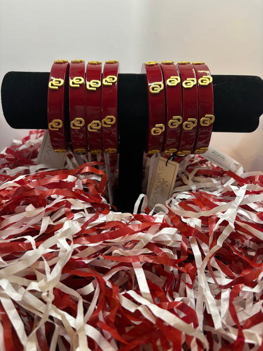 Oklahoma Sooners Crimson and Gold Resin Logo Bangle